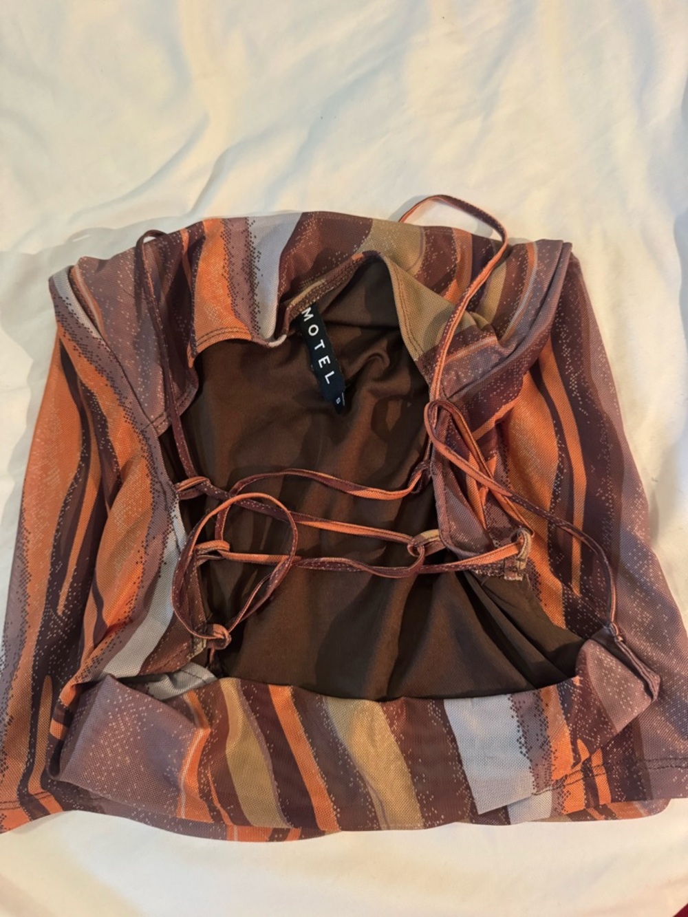 Motel Rocks Brown and Rust Mesh Panel Dress - Picture 6 of 7